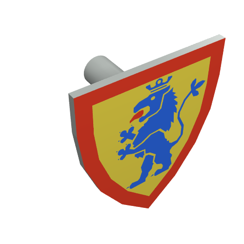 Shield Triangular with Blue Lion, and Yellow Background Print