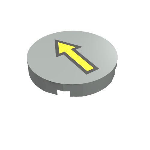 Tile Round 2 x 2 with Yellow Arrow with Black Border Print