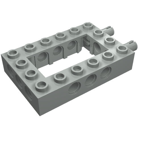 Technic Brick 4 x 6 with 2 x 4 Opening, 2 Fixed Rotatable Friction Pins on End