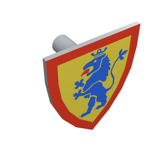 Shield Triangular with Blue Lion, and Yellow Background Print