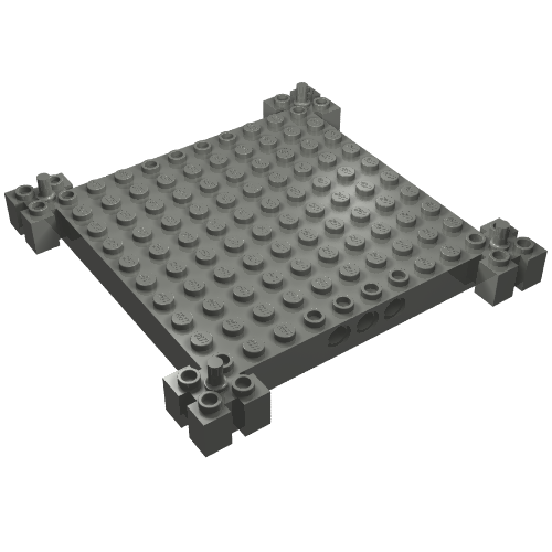 Brick Special 12 x 12 Base with 4 Corner Pegs, 1 x 10 Cutouts, Grooves