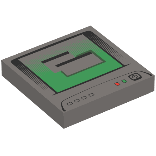 Tile 2 x 2 with Computer Monitor, White Power Switch Icon Print