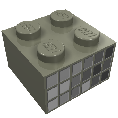 Brick 2 x 2 with Gray Squares on 2 Sides Print