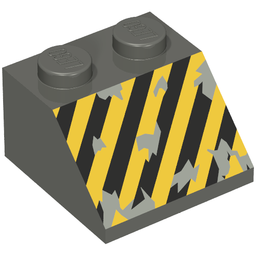 Slope 45° 2 x 2 with Black and Yellow Stripes Print