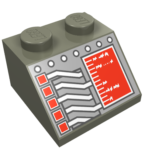 Slope 45° 2 x 2 with Red Square and Circuitry Print