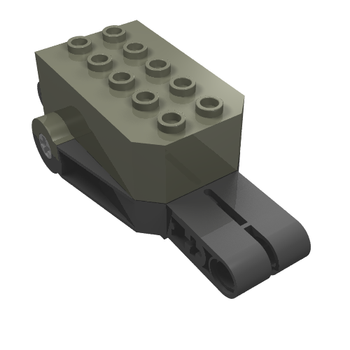 Pullback Motor 9 x 4 x 2 1/3 with Black Base, White Axle Holes, No Studs on Front Top Surface