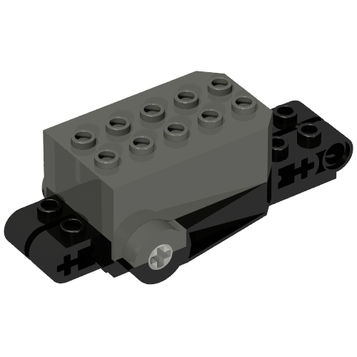Pullback Motor 9 x 4 x 2 1/3 with Black Base, White Axle Holes, Studs on Front Top Surface