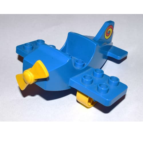 Duplo Airplane Small Wings on Bottom with Yellow Wheels and Propeller