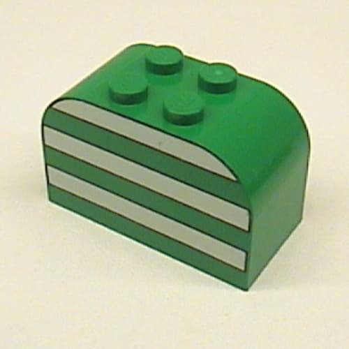 Brick Curved 2 x 4 x 2 Double with White Stripes Print