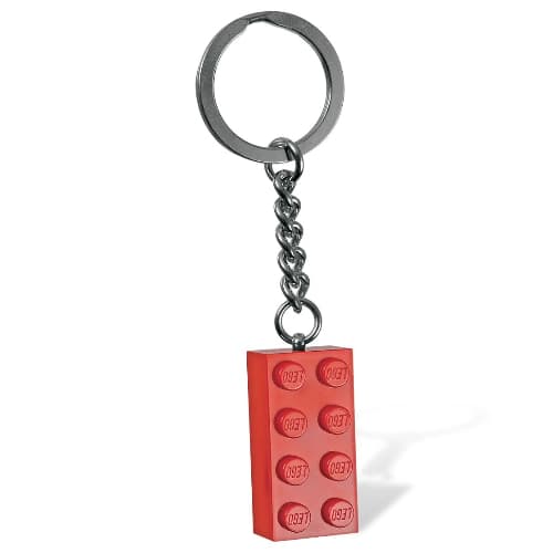 Key Chain, Chrome Chain and Ring with 2 x 4 Brick