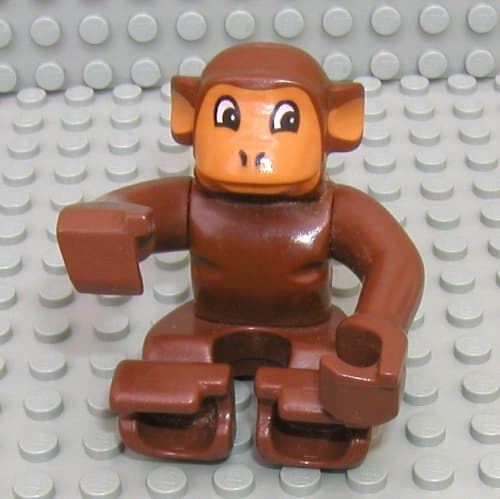 Duplo Animal Monkey, Earth Orange Face and Ears, Eyes Looking Left