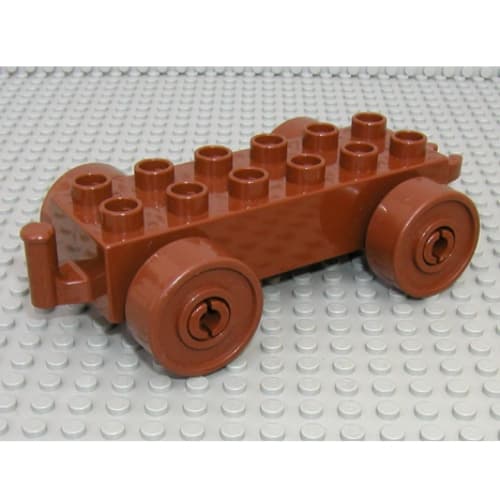 Duplo Car Base 2 x 6 with Brown Wheels and Open Hitch End