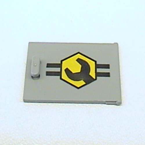 Cupboard 2 x 3 x 2 Door with Black and Yellow Lines, Octagon and Wrench Print