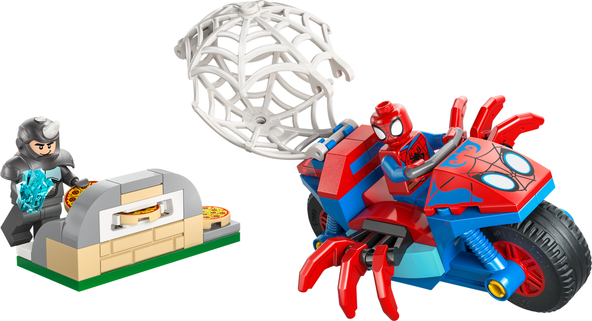 Spidey on his Motorcycle vs. Rhino