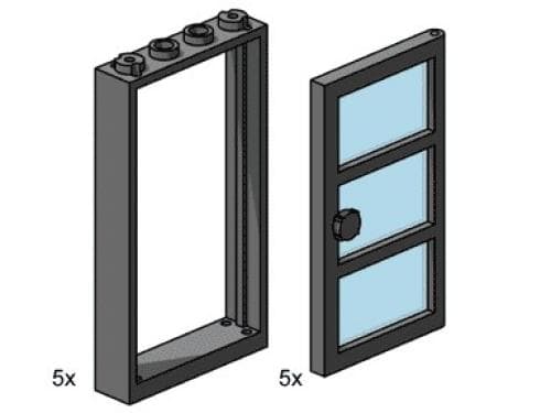 1 x 4 x 6 Black Door Frame with Transparent Blue Panes