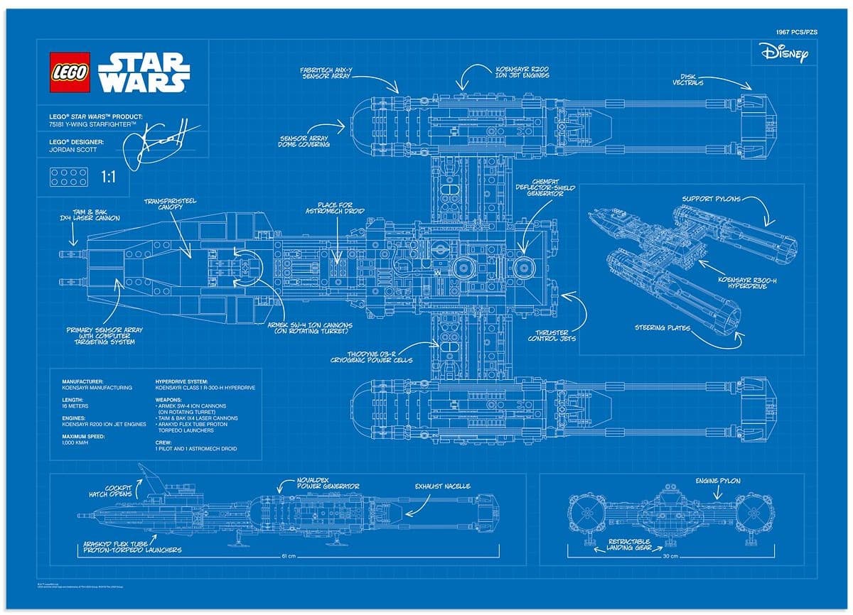 UCS Y-Wing Blueprint Poster