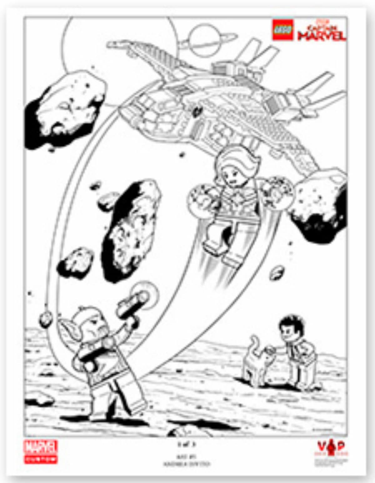 Captain Marvel Black & White Art Print