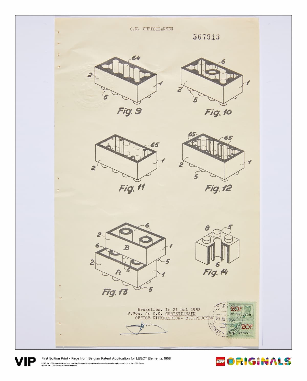 Belgian Patent LEGO Elements 1958