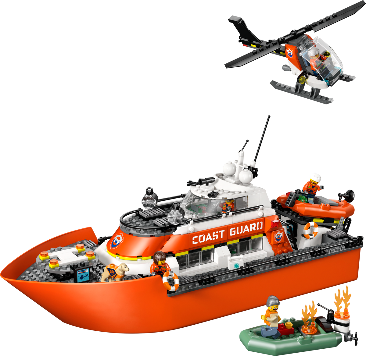 Coast Guard Rescue Boat & Helicopter