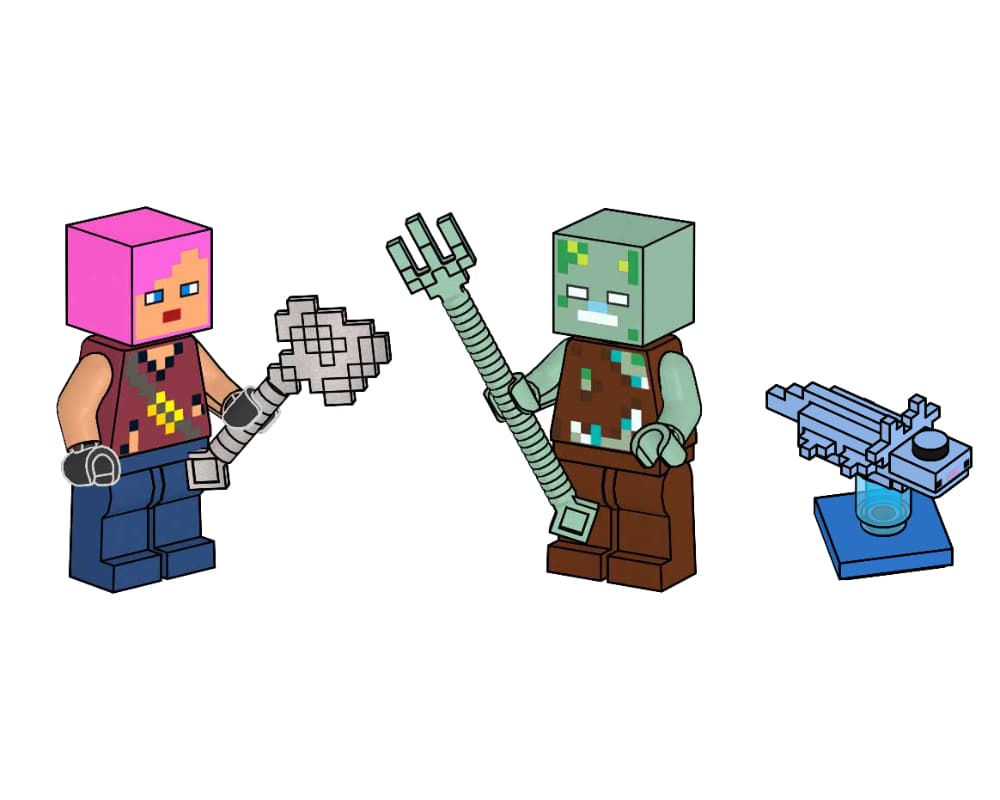 Adventurer with Drowned and Axolotl