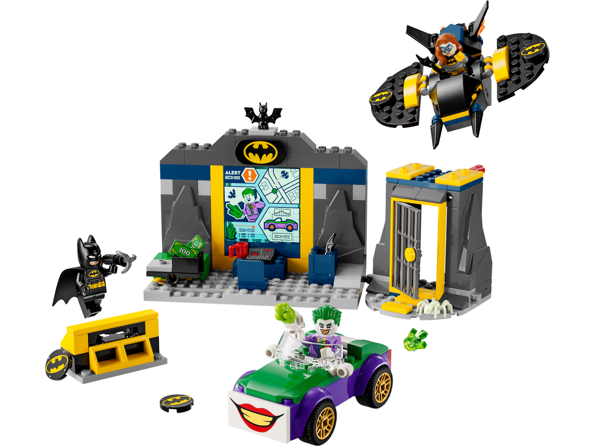 The Batcave with Batman, Batgirl and The Joker