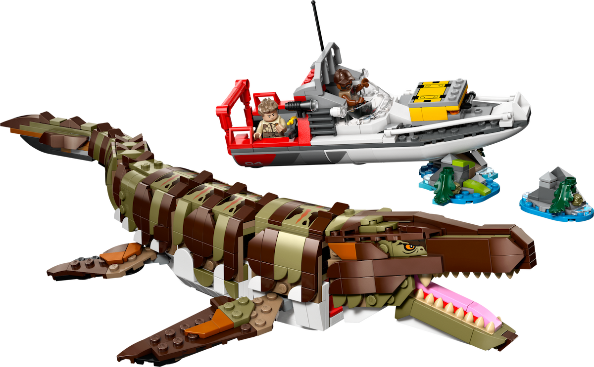 Brick-Built Mosasaurus Boat Mission