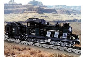 Large Train Engine with Tender Black
