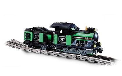 Small Train Engine with Tender Green