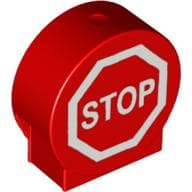 Duplo Brick 1 x 3 x 2 Round Top with 'STOP' in Octagon Road Sign Print