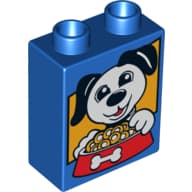 Duplo Brick 1 x 2 x 2 with Dog and Food Bowl Print
