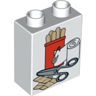 Duplo Brick 1 x 2 x 2 with Scissors, Bandages and Tongue Depressors Print