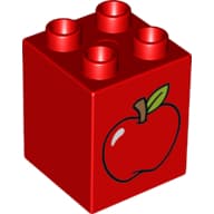Duplo Brick 2 x 2 x 2 with Apple Print