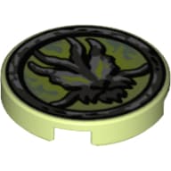 Tile Round 2 x 2 with Bottom Stud Holder with Airjitzu Ghost Print