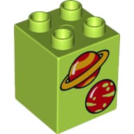 Duplo Brick 2 x 2 x 2 with 2 Planets Print