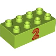Duplo Brick 2 x 4 with Orange '2' Print