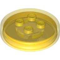 Function Brick Round 4 x 4 x 2/3 with 4 Studs and Trans Orange Bottom Pattern (Generic for Gadgets)