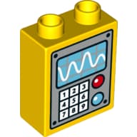 Duplo Brick 1 x 2 x 2 with Bottom Tube and Blue Screen and Number Pad Print