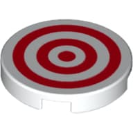 Tile Round 2 x 2 with Bottom Stud Holder with Red Circles Print