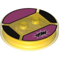 Function Brick Round 4 x 4 x 2/3 with 2 Studs and "POW" on Bright Light Pink Background Print