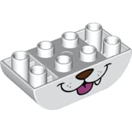Duplo Brick 2 x 4 Curved Bottom with Dog Nose and Mouth, Tongue, Tooth print
