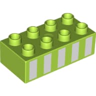 Duplo Brick 2 x 4 with 5 White Vertical Stripes Print