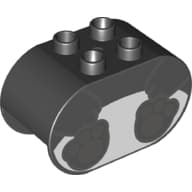 Duplo Brick 2 x 4 x 2 Rounded Ends with Panda Body and Feet Print