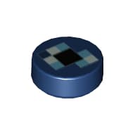 Tile Round 1 x 1 with Blue Squares, Pixelated Eye of Ender print