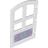 Duplo Door 1 x 4 x 4 with Four Panes and Curved Top with Snowflake Print
