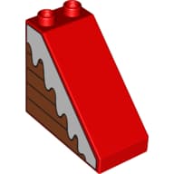 Duplo Brick 4 x 2 x 3 Slope 45° with Wood Panels and Snow Print