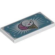 Tile 2 x 4 with 2 Ice Cream Cones on Medium Blue Back print