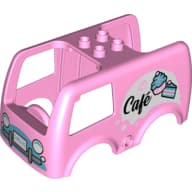 Duplo Van Body with 4 Studs on Top with Cakes and 'Cafe' Print
