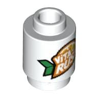 Brick Round 1 x 1 Open Stud with 'VITA RUSH' Logo with Green Leaves print