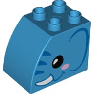 Duplo Brick 2 x 3 x 2 with Curved Top with Elephant Face Print