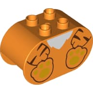 Duplo Brick 2 x 4 x 2 Rounded Ends with Tiger Body and Feet Print